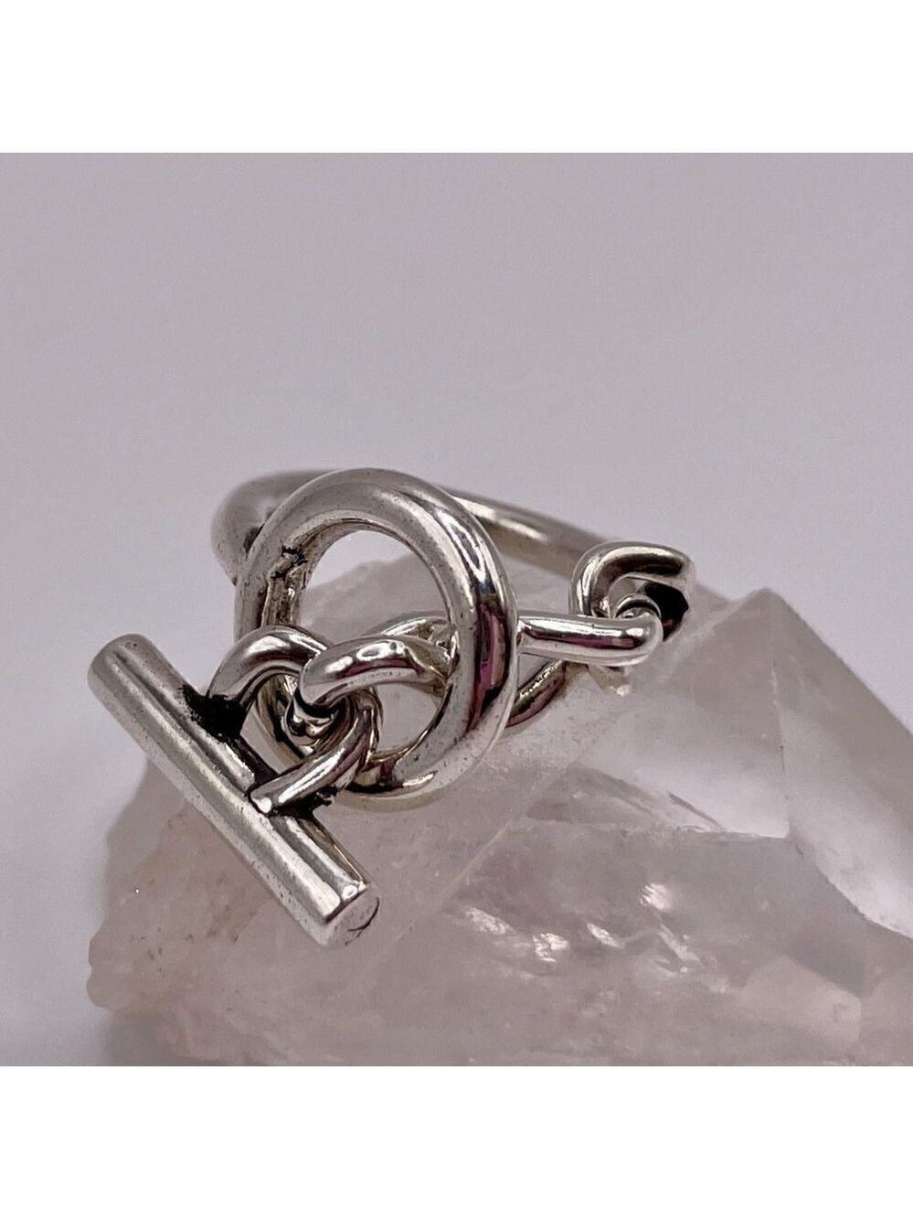 925 Sterling Stamped Loop and Toggle Adjustable Boho Ring #1309 - Picture 11 of 12